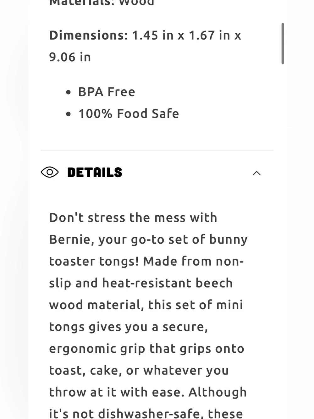 OTOTO NWT Bernie wood  toaster tongs